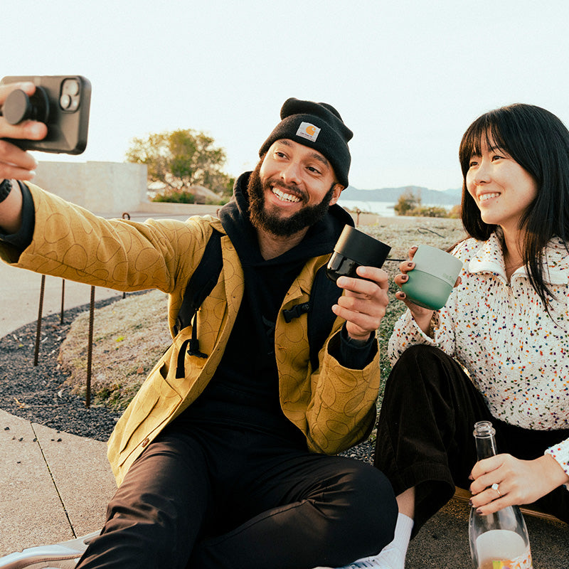 8oz-rise-lowball-tumbler-u8 8oz_rise_lowball_black_iceberg_couple_selfie_city_square.jpg